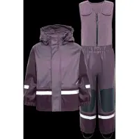 Didriksons Regnkläder m. Fleece - PU - Boardman - Aubergine - - 110 - Regnkläder