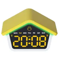 24.Se Digital väckarklocka med 8-färgers nattlampa - Gul / LED-väckarklocka med nattlampa