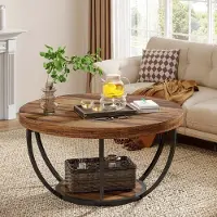 24hShop Runt soffbord i trä och metall 80cm / bord / vardagsrumsbord / coffee table