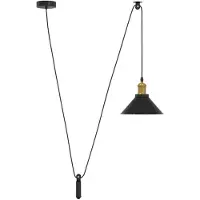vidaXL Pendellampa höjdjusterbar E27 blank svart Ø 22 cm metall