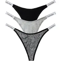Calvin Klein 3 Pack Dipped Thongs Icon Logo