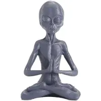 Semoic Alien Ornaments Desk Topper Yoga Meditationsstaty Alien Staty Staty Alien Hylla Sitters Meditation Trädgårdsstaty