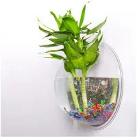 Semoic Transparent VäXtkruka VäGgmonterad HäNgande Akvarellblomma Rund Vas Kruka AkrylskåL Bubble Aquarium HemväXtkruka