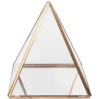 Semoic Glassmyckeskrin Gyllene Geometrisk Dekorativ Box Geometrisk Glaspyramid RinghåLlare för BröLlopsföDelsedagspresent L