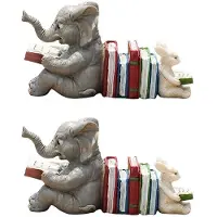 Semoic Elefant Djur Läser Studerar Staty Bokstöd Djur Staty Dekor Heminredning