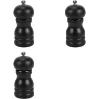 Exogio 3X Träsalt- och Pepparkvarnsats Manuell Pepparsaltkvarnshaker, Massivt Trä med Justerbar Grovhet Svart