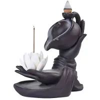 Semoic Buddha Hand Backflow Rökelsebrännare Buddha Lotus Hand Backflow Lotus Hand Vintage Lucky Church Hållare Charcoal A