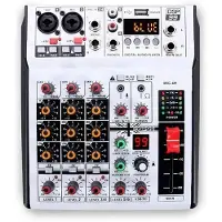 Melitt Professionell Digital 4-Kanals Ljudmixer Ljudmixerkonsol Stereomixer för DJ-Inspelning Karaoke Bar EU-Kontakt