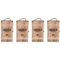 Typecat 4X Vintage Wood 2 Rödvinsflasklåda Bärare Lådlåda Förvaring Bärande Displayhållare Födelsedagsfest Julklapp