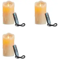 Typecat 3X LED-Ljus, Flimrande Flamlösa Ljus, Laddningsbart Ljus, Äkta Vaxljus med Fjärrkontroll, 12,5 cm