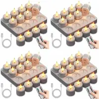 Typecat Uppladdningsbara Flamlösa Värmeljus: 48 St Batteridrivna Värmeljus, LED-Fladdrande Ljus med Votivljus