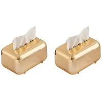 Semoic 2X Lyxiga Gyllene Vävnadslådor Förvaring Servetthållare Pappersfodral Organizer Ornament Desktop