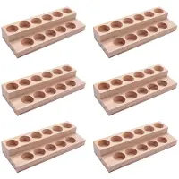 Typecat 6X 11 Hål Träbricka för Eterisk Olja Handgjord Naturträ Displayställ Demonstrationsstation för 5-15 Ml Flaskor