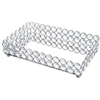 Torribaly Krystal Rektangel Kosmetisk Bricka Smycken Trinket Organizer Spegel Dekorativ Bricka Parfym HudvåRd Organizer (Silver)