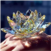 Torribaly 4X C Kristall Lotus Blomma Statyett Alla Hjärtans Bröllopsdekor Glas Hantverkskollektion Paperweight Bordsdekorationer Souvenirpresent