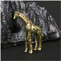 Torribaly Giraffstaty i Massiv Mässing Skrivbordsprydnad Vintage Djurfigurer Miniatyrer Dekorationer Hantverk Heminredning
