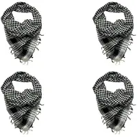 Exogio 4X Unisex Halsduk Polyester LäTt PläD Tofs Arab Desert Shemagh, Svart