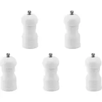 ISTOVO 5X Trä Salt- och Pepparkvarn Set Manuell Peppar Salt Mill Shaker, Massivt Trä med Justerbar Grovhet Vit