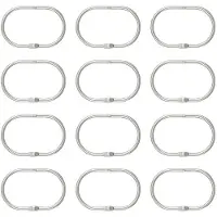 12 St ÖPpen Duschdraperi Krok Ringar Oval UpphäNgning för Stavkrokar Metall Badrum Silver