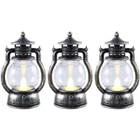 Semoic 12 St Lykta Dekorativ med LED-Ljus Vintage Lykta HäNgande Ljuslyktor Batteridriven Lykta Silver