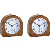 Torribaly 2X VäCkarklocka Utan Tickande Retro TräVäCkarklocka med VäCkarklocka Tyst Bordsklocka med Snooze-Funktion A