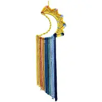 Semoic Bohemian Wall Macrame Vägghängande, Sunrise Sunset Väggkonst Handgjord Tofs Gobeläng Vävd Sovrumsdekor Måne