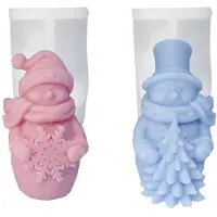 Semoic 2ST Tomte Kramar Snowflake Silikonform DIY Julgran Gammal Doftljus Gips Tvål Hartsform Hemhantverk