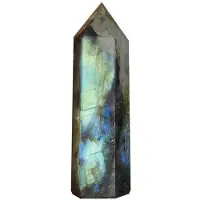 Semoic MåNsten Kristallpelare Naturlig Labradorit Kvarts Obelisk Kristallpelare Trollstav Point Healing Stone Heminredning 7-8cm