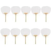 Semoic 10 St Rent Vit Bambu Handtag Blank Kalligrafimålning Blank Grupp Fläkt Vit Fläkt