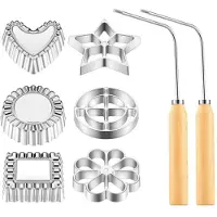 Torribaly 8 St Rosetter Timbale Set, Rosett JäRn Set med Handtag, Lotus Flower Bunuelos Cookie Maker Form, Funnel Cake Maker Kit