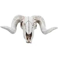 Semoic Kreativt Harts FåRhuvud Skalle Huvud VäGghäNgande 3D Djur Longhorn Skulptur Figurer Hantverk Horn Heminredningsdekorationer