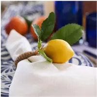 ISTOVO 60 ST Handgjorda Servettringar Gul Faux Citron med Vine Servettring för Bröllop, Middag, Bankett, Serviett