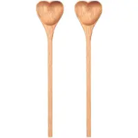 Torribaly HjäRtformade TräSkedar - Set med Te-/Kaffeskedar i Trä (2 St) - Små TräSkedar för Kryddor, Salt, Socker