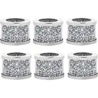 Semoic 6-Pack Kristallglas Servetthållare Silver Diamond Servettringar, Krossade Diamanter Bordsdukar Bling Serviette Spännen
