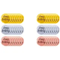 Torribaly 48St Akryl Tårt Toppers Grattis på Födelsedagen Mirror Cake Disc Rund Graverad Cupcake Topper för DIY Cupcake Dekoration