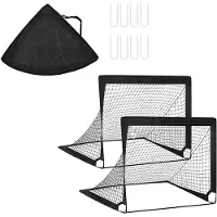 ISTOVO 2 St Barnfotbollsmål för Trädgården, Set med 12x1,5 M Bärbara Fotbollsmålnät, Popup-Nät för Småbarn, Fotbollsnät för Träning, Svart