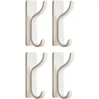 ISTOVO Adhesive Wall Coat Hooks-Heavy Duty Stick- Door Hanger,Metal Hook for Hanging Towel,Purse,Backpack,Clothe-White,4 Pack
