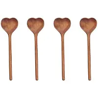 ISTOVO Hjärtformade Träskedar - Set med Te-/Kaffeskedar i Trä (4 St) - Små Träskedar för Kryddor, Salt, Socker