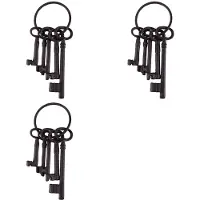 ISTOVO 3X Pirate Treasure Chest Key Set, Key Ring Style, Rustikt Gjutjärn Skelettnyckel Väggdekoration, Kostymrekvisita (5 Nycklar)