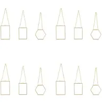 ISTOVO 12-Pack Pressade Blommor Glasramar - Gyllene Hängande Glas Tavelramar med Kedja Flytande DIY Konstverk Display Ramar
