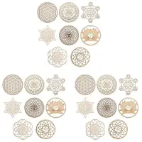 ISTOVO 24-Pack 14 cm Träväggskylt Blomma Av Livets Form Underlägg Träväggkonst Gör-Det-Själv-Underlägg Making Geometri