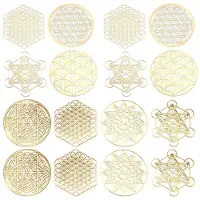Semoic 40st/10 Ark 3,5 cm Flower Of Life Sticker Golden Transparent Vattentät Sticker 7 Chakra Koppar Sticker