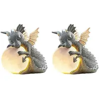 Semoic Underbar Staty Av Babydrake - Stor Dinosauriefigur i Harts, Dekorativ Trädgårdsskulptur