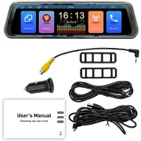 Tlily 9,36 Tums Pekskärm Trådlös CarPlay Bilström Media Dashcam DVR Backspegel Dash Camera Recorder Night Vision