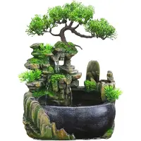 Semoic Kreativ Inomhussimulering Harts Rockery Vattenfall Staty Feng Shui Water Fountain Hemma Trädgård Hantverk-US-Kontakt-A