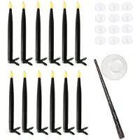 Typecat Hängande Flytande Flamlösa Ljus med Stav Flameless Taper Candles LED-Ljus Varmljus Julljus Svart A