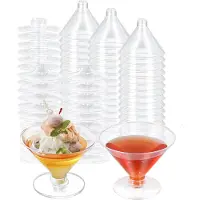 Torribaly 80-Pack Plast Martini Glasögon Engångscocktailglasögon 5 Oz Martini Plast Cocktailglas, Glass Dessertkoppar