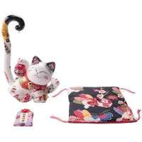 Semoic 8,6 Tums Keramik Maneki Neko Lucky Cat PenninglåDa Myntbank Japansk Long Tail Fortune Cat Feng Shui Heminredning ,A