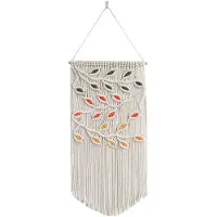 Semoic LöV Macrame VäGghäNgande GröNa LöV Makrame VäGghäNgande Boho VäGgdekor Garn VäGghäNgande GobeläNg Handgjord A