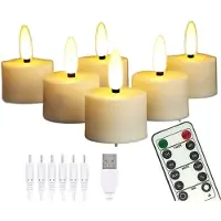 Semoic Uppladdningsbara Små Flamlösa Värmeljus med Fjärrfunktion, LED-Ljuslykta 2/4/6/8 Timmars Timer 3,5 cm X 5,8 cm